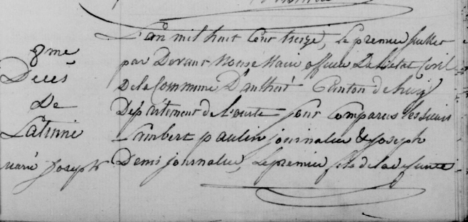 Document de décès de Marie Joseph de LATINNE