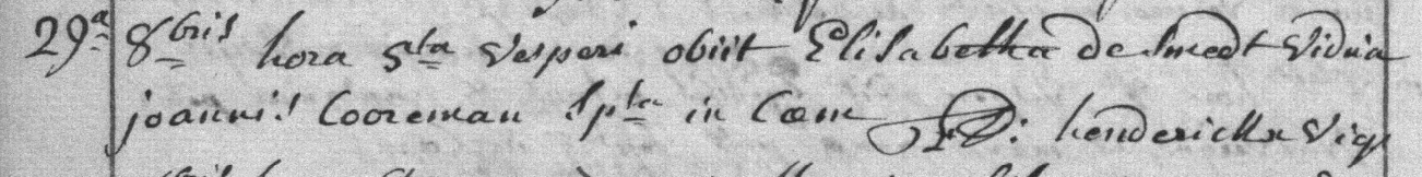 Document de décès de Elisabeth De SMET