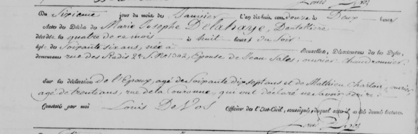 Acte de naissance de Marie Josephe DELAHAYE