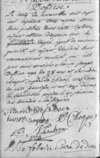 Document numérisé de mariage