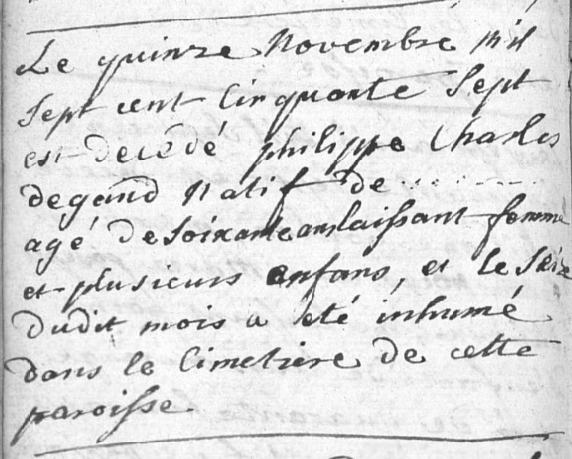 Document de décès de Charles Philippe DEGAND