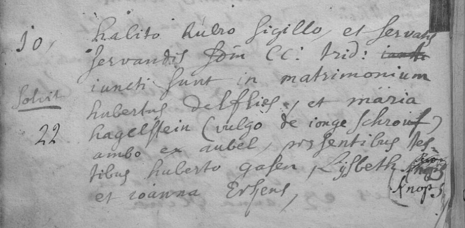 Document numérisé de mariage