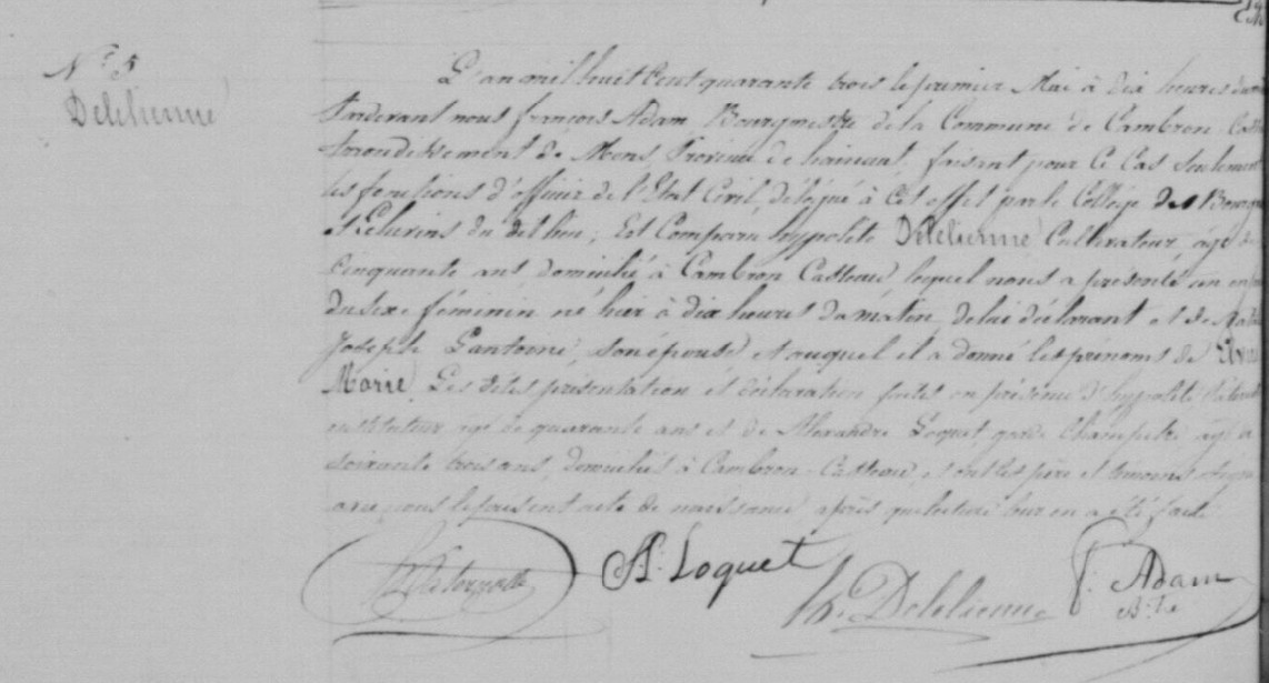 Acte de naissance de Elvire Marie DELELIENNE