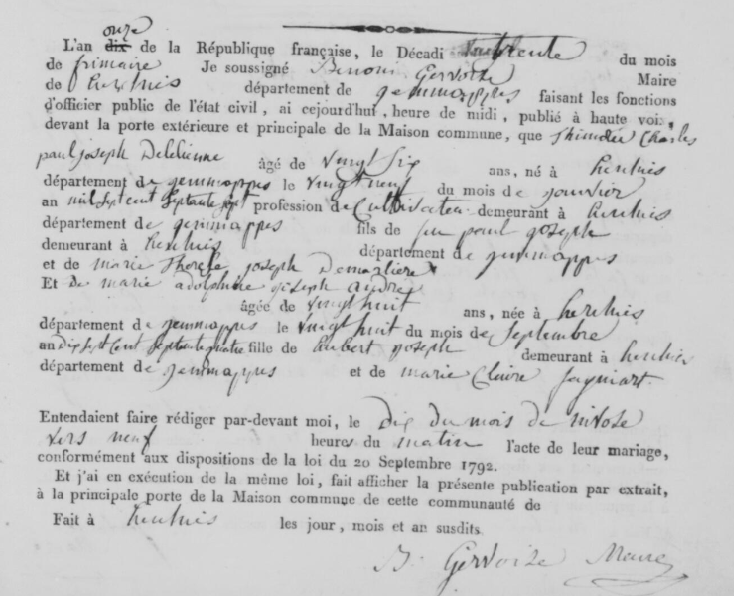 Document numérisé de mariage