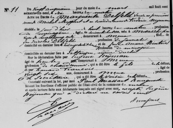 Acte de naissance de Marguerite DELFELD