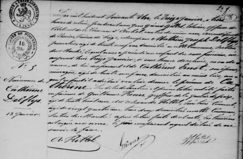Acte de naissance de Catherine DELFLYS