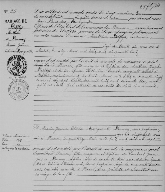 Document numérisé de mariage