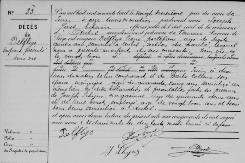 Acte de naissance de *** DELFLYS