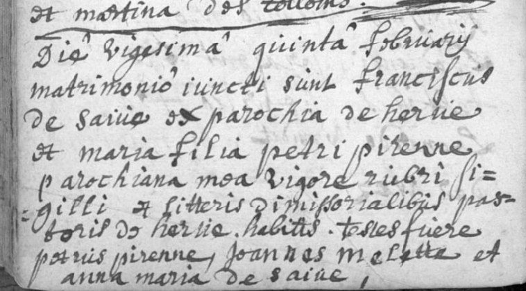 Document numérisé de mariage