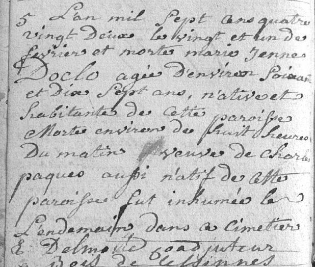 Acte de naissance de Marie Joseph DOCLOT