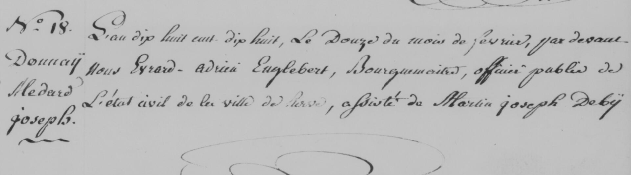 Acte de naissance de Medard Joseph DONNAY