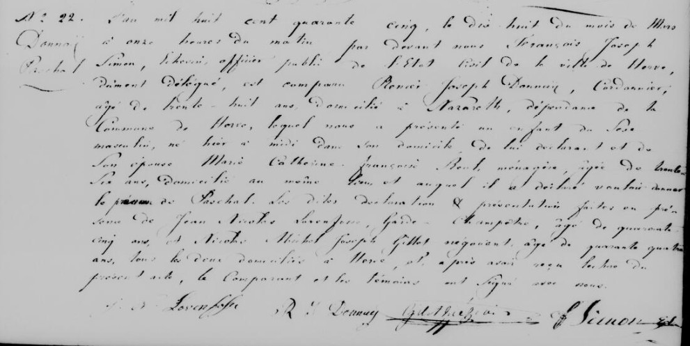 Acte de naissance de Paschal DONNAY