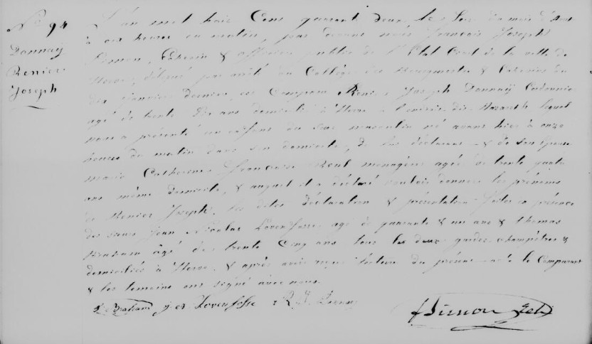 Acte de naissance de Renier Joseph DONNAY