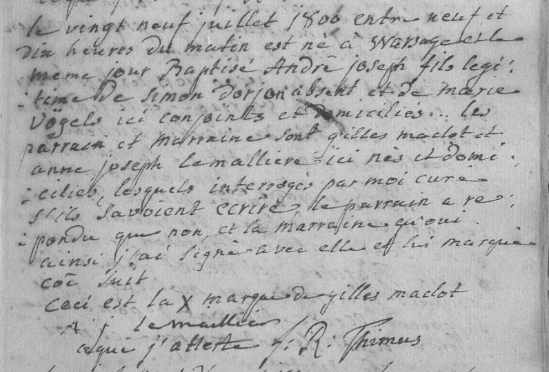 Acte de naissance de André Joseph DORJON