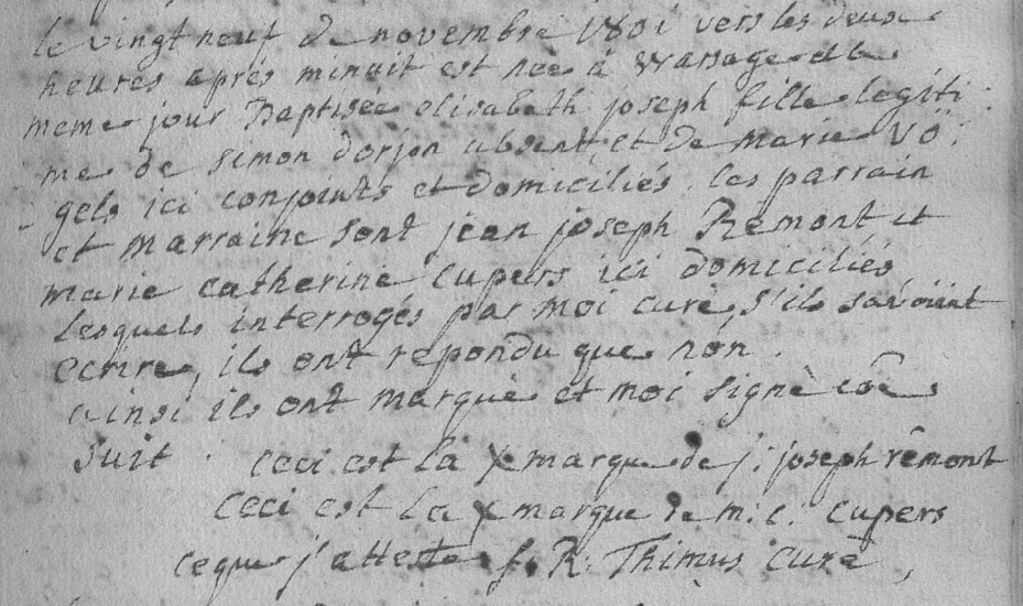 Acte de naissance de Elisabeth DORJON