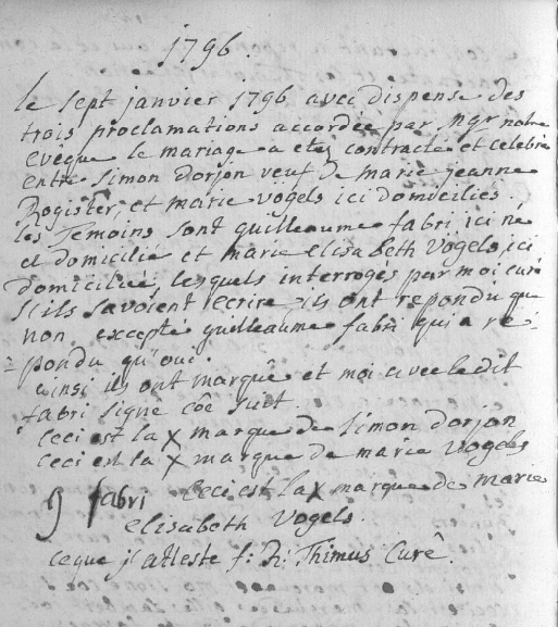 Document numérisé de mariage