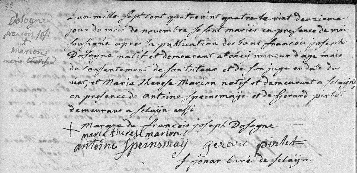 Document numérisé de mariage