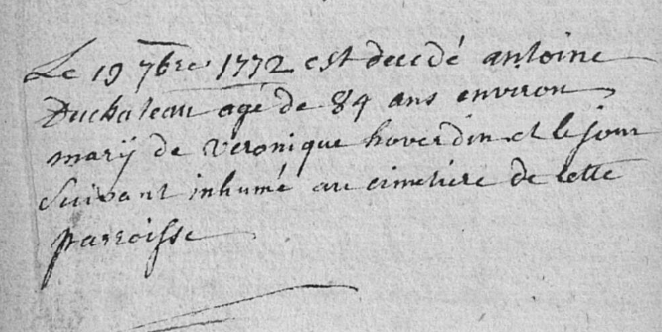 Acte de naissance de Antoine Joseph DUCHATEAU