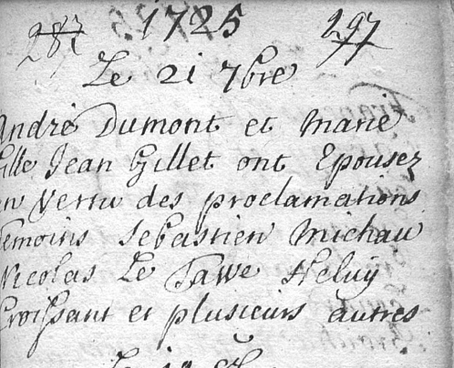 Document numérisé de mariage