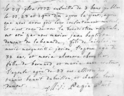 Document numérisé de mariage