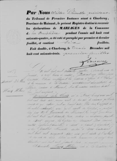 Document numérisé de mariage
