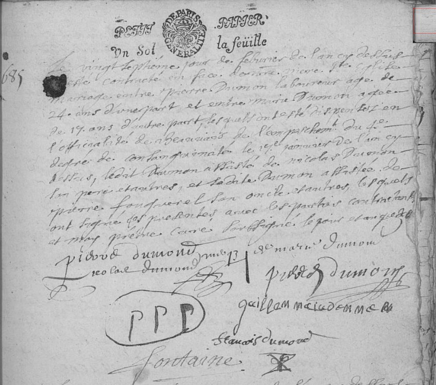 Document numérisé de mariage