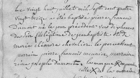 Acte de naissance de Pierre François DUMONT