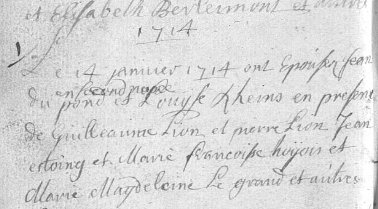 Document numérisé de mariage