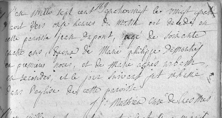 Document de décès de Jean Joseph Dupont