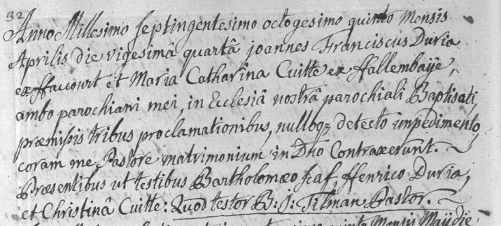 Document numérisé de mariage