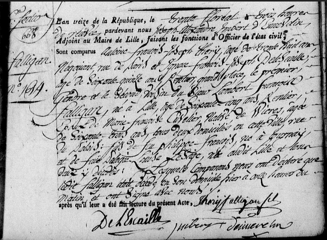 Document de décès de Lambert François FALLIGAN