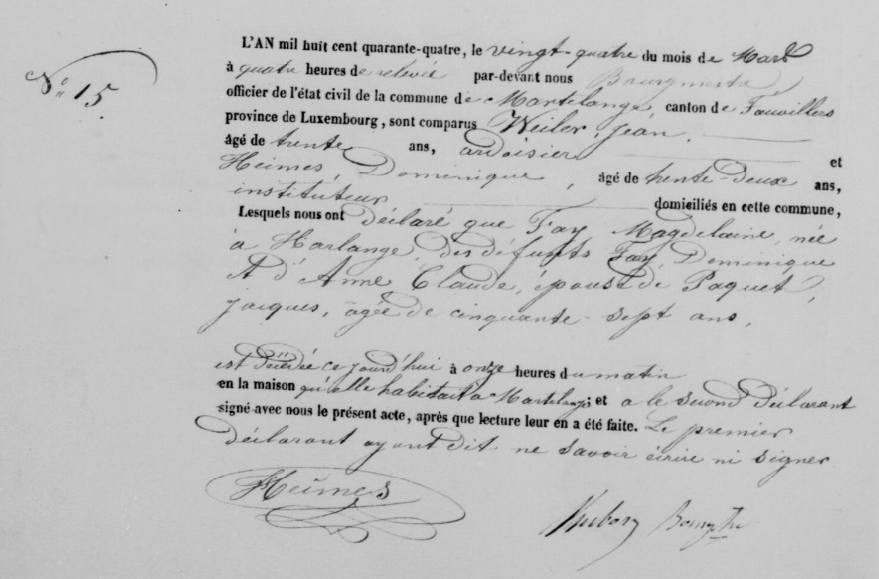 Document de décès de Magdelaine FAY