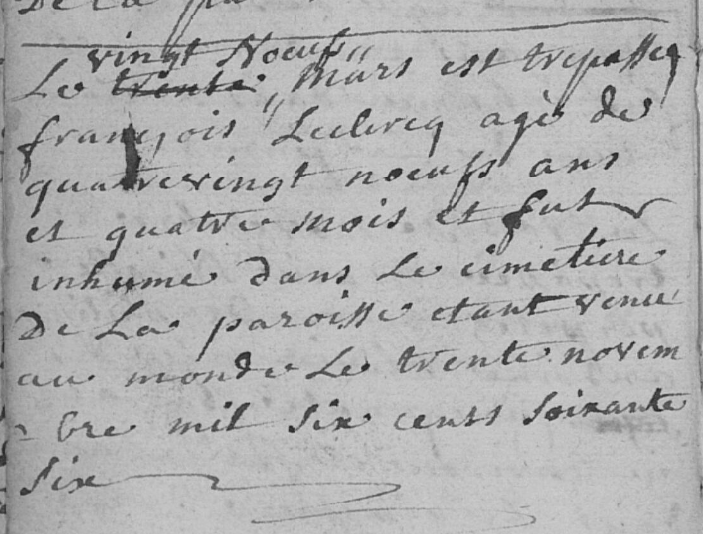 Document de décès de François LECLERC