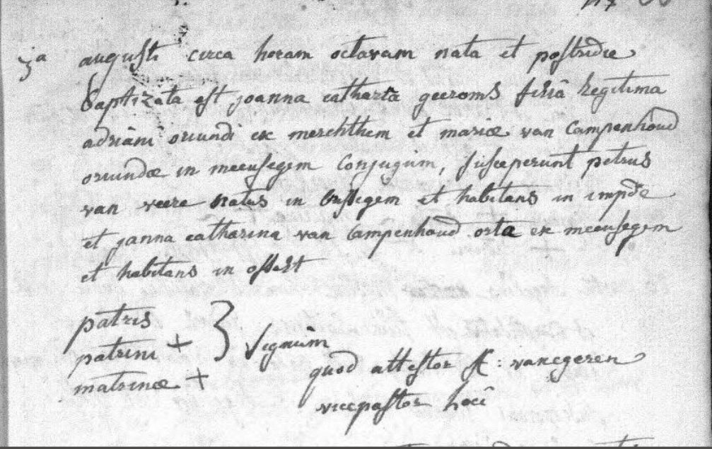 Acte de naissance de Joanna catharina GEEROMS