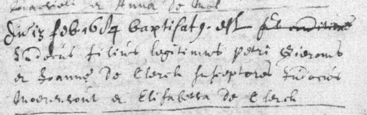 Acte de naissance de Judocus GEEROMS