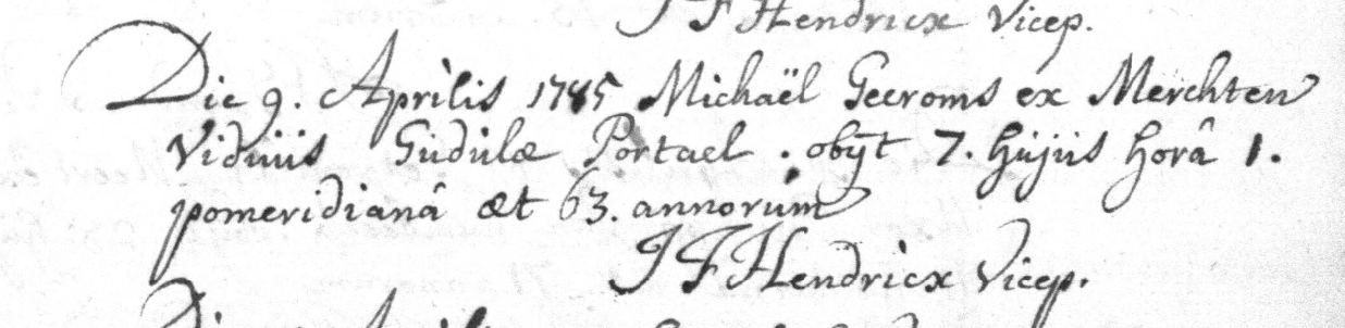 Document de décès de Michaelis GEEROMS