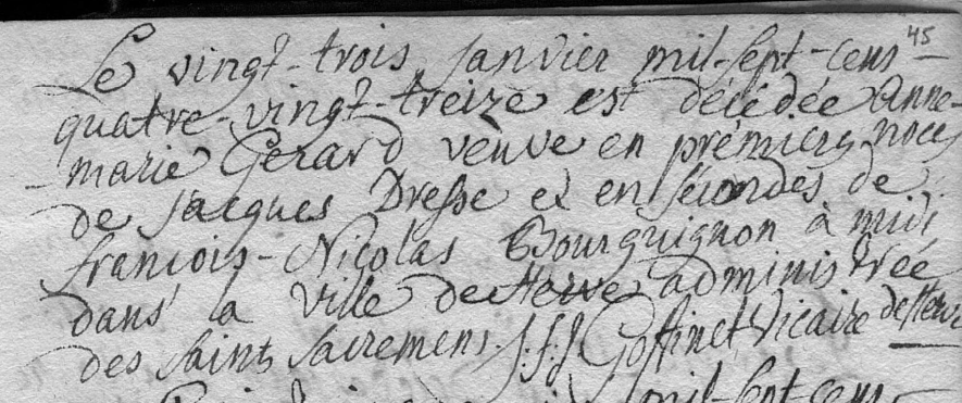 Document de décès de Anne Marie GERARD