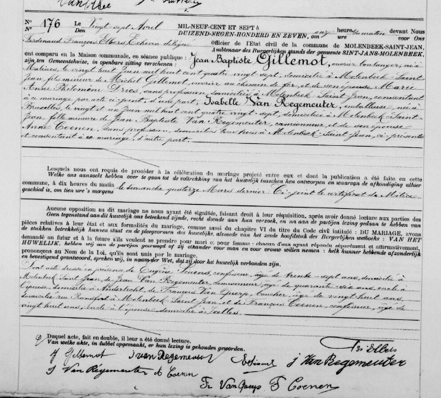 Document numérisé de mariage