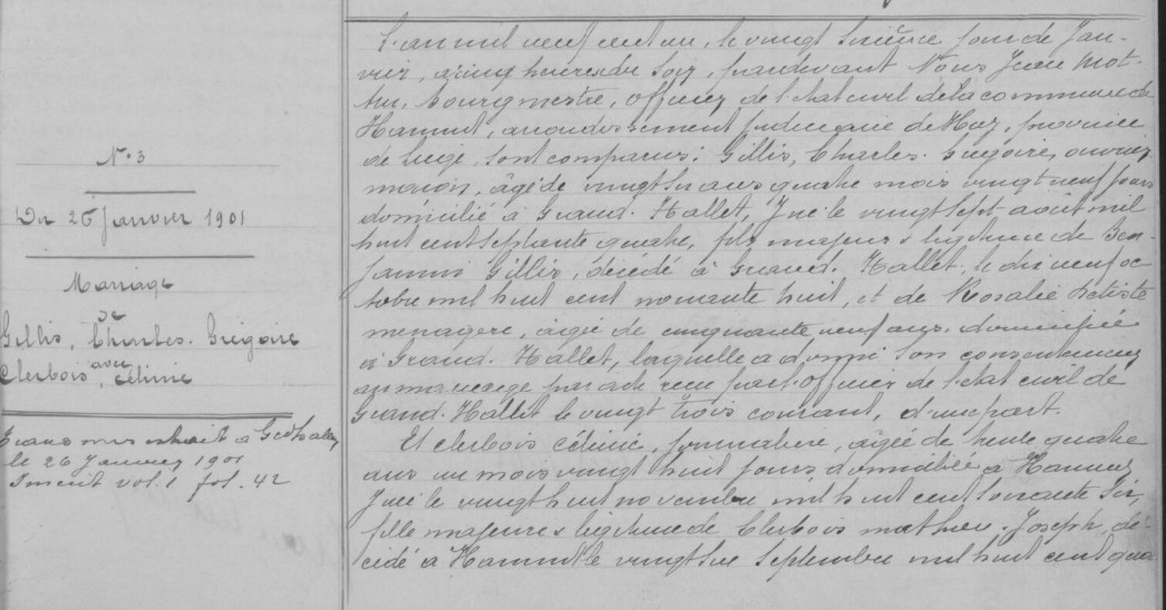 Document numérisé de mariage