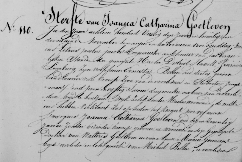 Document de décès de Anna catharina Maria GOELEVEN