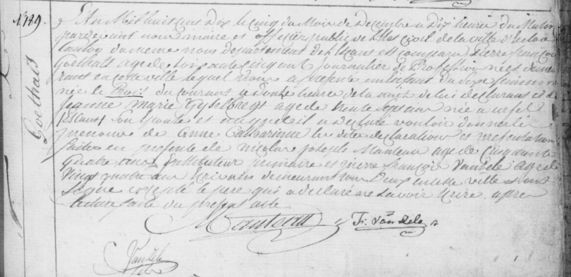 Acte de naissance de Anne Caroline GOETHALS