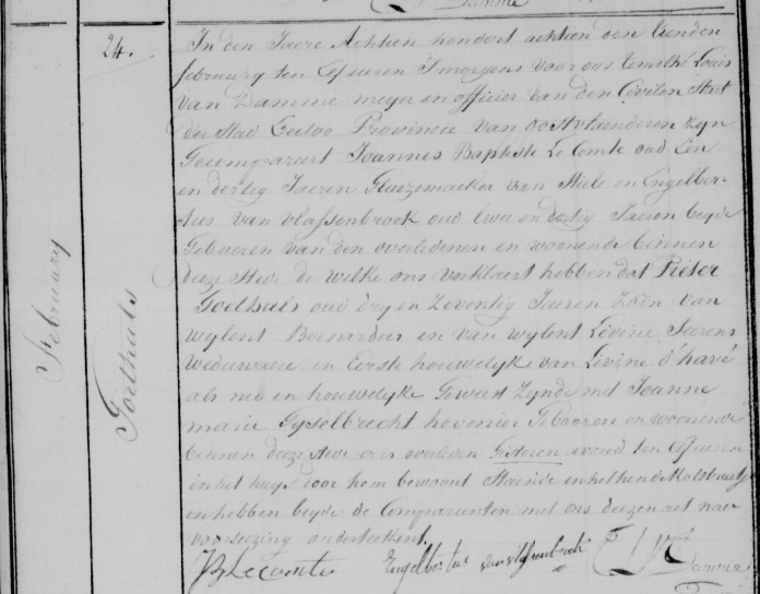 Acte de naissance de Petrus Franciscus GOETHALS