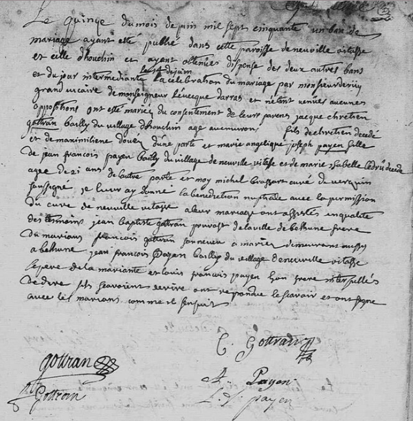 Document numérisé de mariage