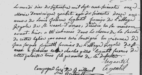 Acte de naissance de Marie Dominique GOUBET (DR)