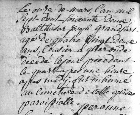 Document de décès de Balthasar Joseph GRANSART