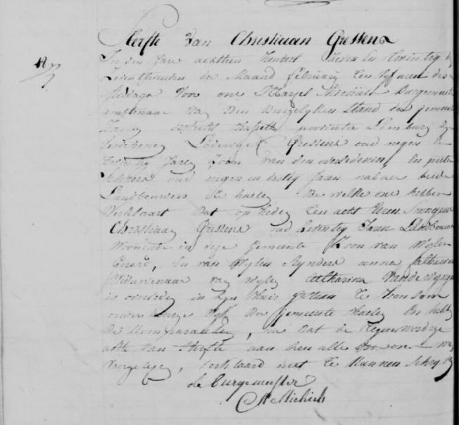 Document de décès de Christianus GRESSENS