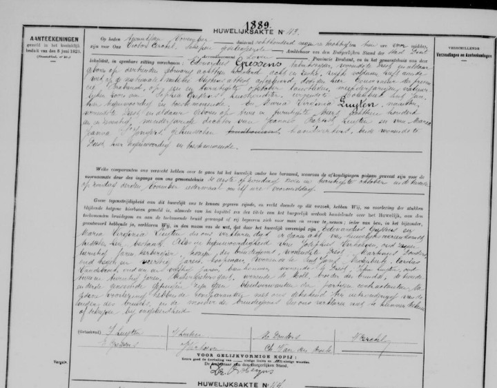 Document numérisé de mariage