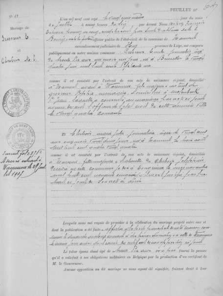 Document numérisé de mariage