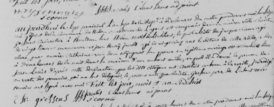 Acte de naissance de Ludovicus GRESSENS