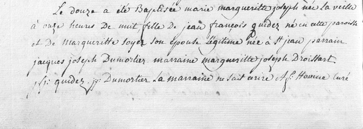 Acte de naissance de Marguerite Joseph GUIDEZ